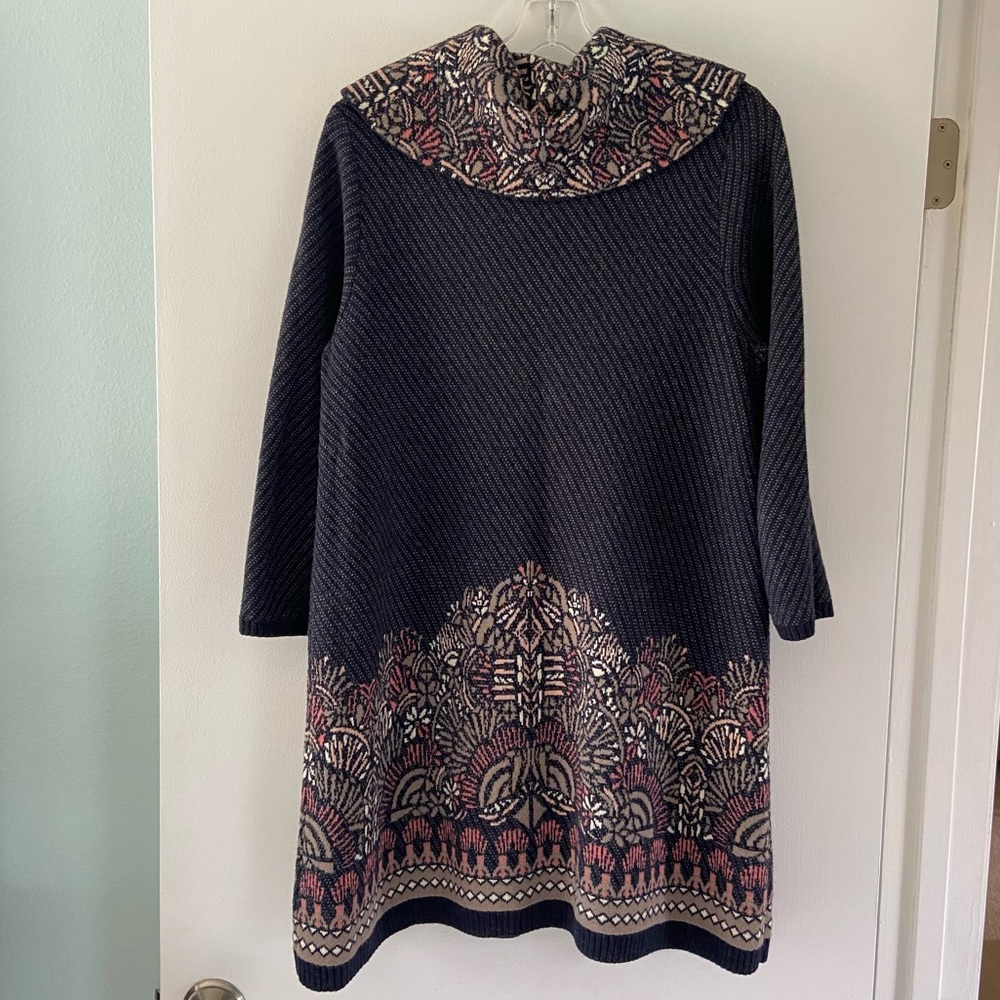 Anthropologie Moth Sz L Imperial Garden Tunic Sweater Dress Alpaca Cotton Wool - Picture 10 of 14